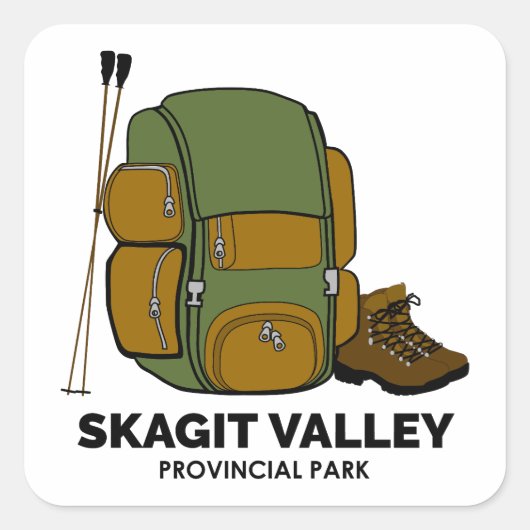 rugzak van het provinciepark Skagit Valley Vierkante Sticker (Voorkant)