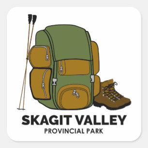 rugzak van het provinciepark Skagit Valley Vierkante Sticker
