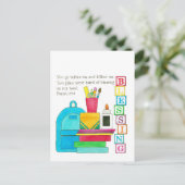 Rugzak van Zegeningen Terug naar School Briefkaart (Staand voorkant)