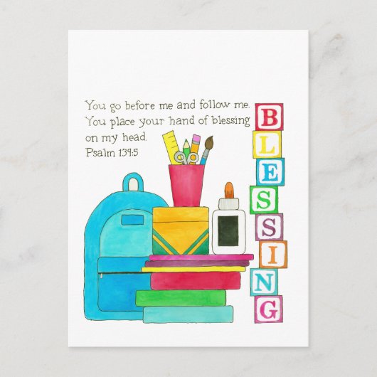 Rugzak van Zegeningen Terug naar School Briefkaart (Voorkant)