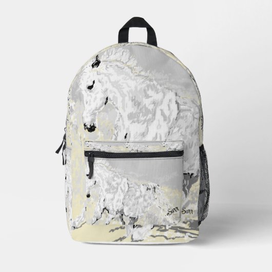 Rugzak: Witte hengst Bedrukte Rugzak (Voorkant)