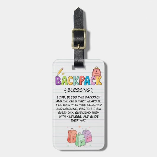 Rugzak Zegen Bagage Label voor Kinderen (Voorkant verticaal)