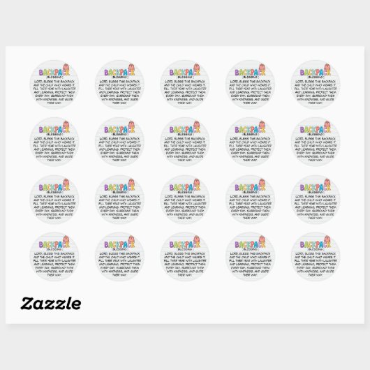Rugzak Zegen Gebedssticker Ronde Sticker (Vel)