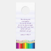 Rugzak Zegen Gekleurde Potloden Kerk Label Deurhanger (Achterkant)