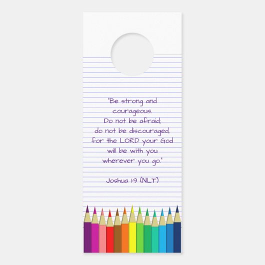 Rugzak Zegen Gekleurde Potloden Kerk Label Deurhanger (Achterkant)