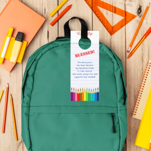 Rugzak Zegen Gekleurde Potloden Kerk Label Deurhanger