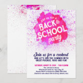 Rugzakfeestje met verfspetters - roze kaart (Voorkant / Achterkant)