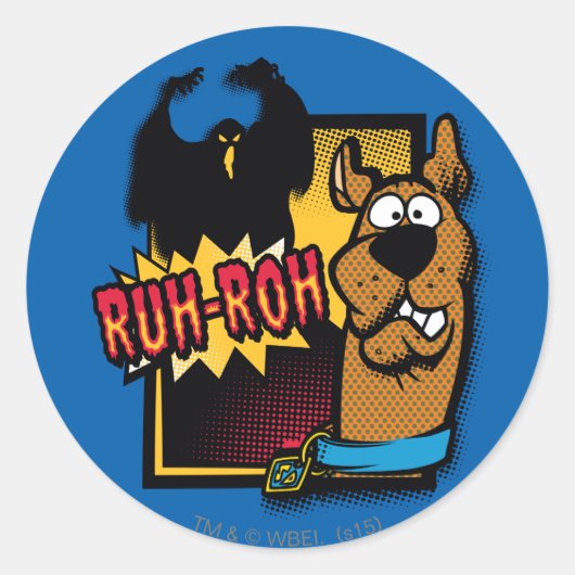 Ruh-Roh Scooby-Doo en een Ghost Ronde Sticker (Voorkant)