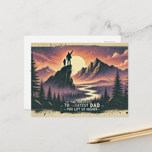 Ruig berglandschap voor Vaderdag Briefkaart (Voorkant / Achterkant in situ)