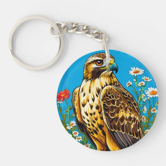 Ruige kiekendief vogel sleutelhanger (Voorkant)