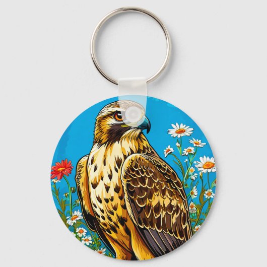 Ruige kiekendief vogel sleutelhanger (Voorkant)