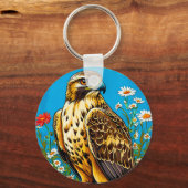 Ruige kiekendief vogel sleutelhanger (Achterkant)