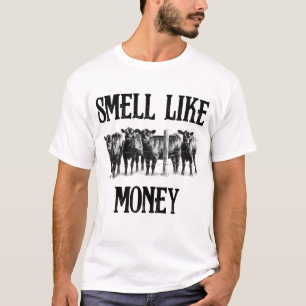 Ruik als geld grappige Koe boer T-shirt