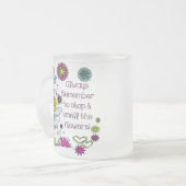 Ruik de bloemen matglas koffiemok (Voorkant links)