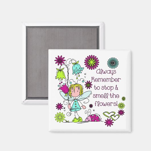Ruik de bloemen tuin fee magneet (Voorkant / Achterkant)