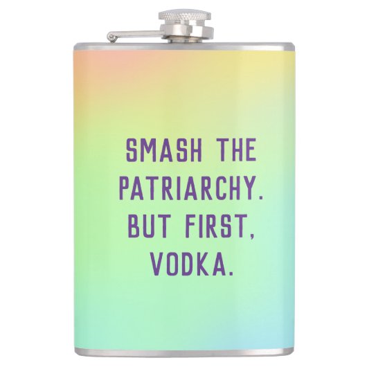 "Ruik de patriarchie. Maar eerst, Wodka." Heupfles (Voorkant)