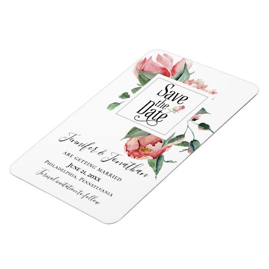 Ruik de Rozen, bespaar de datumbruiloft Magneet (Linkerzijde)