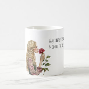 Ruik de Rozen Blond meisje Koffiemok