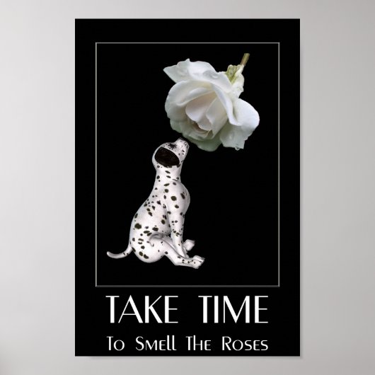 Ruik de Rozen Dalmatiaan Puppy Inspirerend Poster (Voorkant)