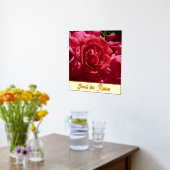 Ruik de Rozen Red Floral Gold Folie Afdrukken (Laag (Keuken))