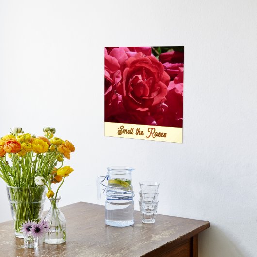 Ruik de Rozen Red Floral Gold Folie Afdrukken (Laag (Keuken))