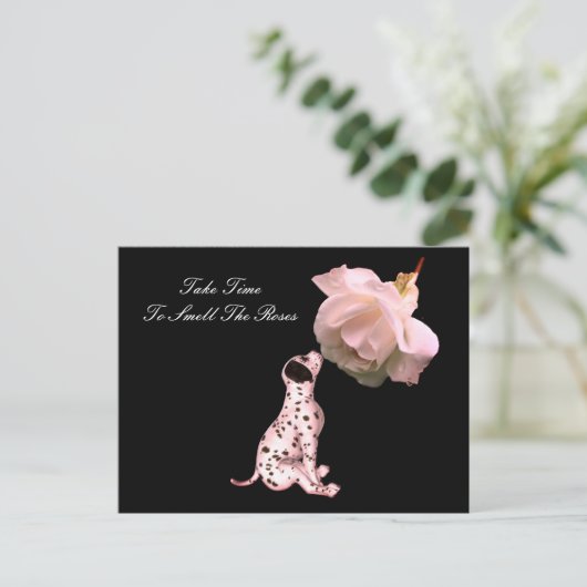 Ruik het Rozen Roos Inspirerend Briefkaart (Staand voorkant)