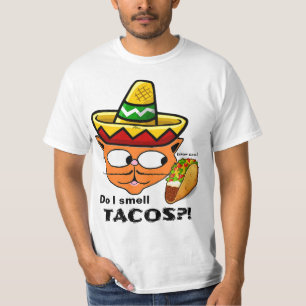 Ruik ik ik taco's?! Mexicaanse Cartoon Cat Funny T-shirt