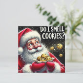 Ruik ik koekjes Santa? Feestdagenkaart (Staand voorkant)