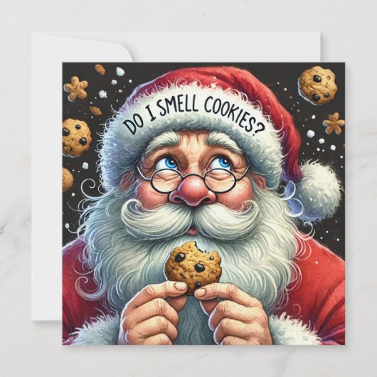 Ruik ik koekjes Santa? Feestdagenkaart (Voorkant)