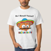 Ruik ik taco's? Senor Gato Cartoon Mustache Kat T-shirt (Voorkant)