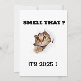 RUIK JE DAT? HET IS 2025 Grappige kattenquote Kers Feestdagenkaart