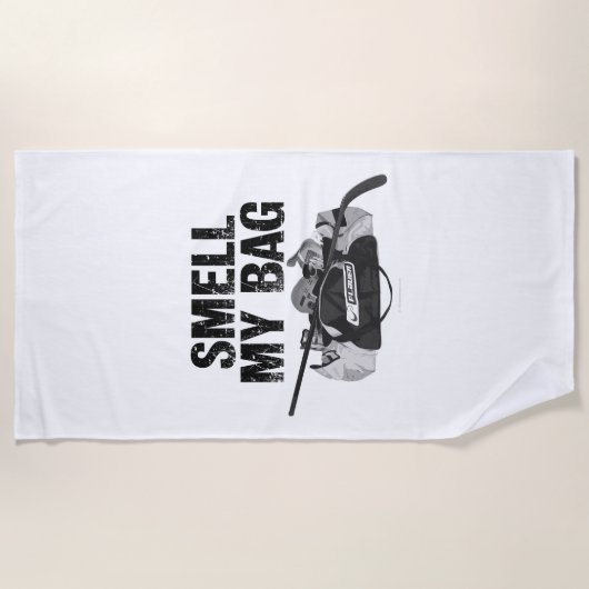 Ruik mijn tas (hockeystench) strandlaken (Voorkant)
