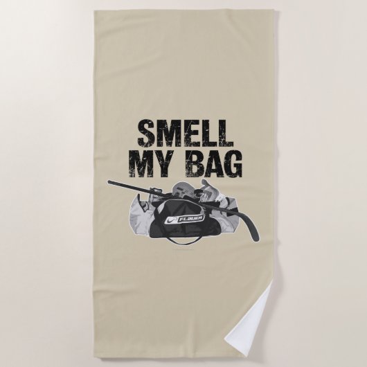 Ruik mijn tas (hockeystench) strandlaken (Voorkant)