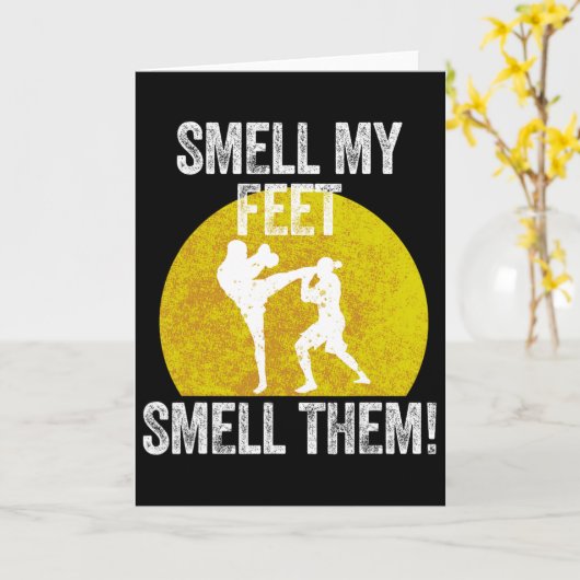 Ruik mijn voeten met de martial Artist Taekwondo Kaart (Gele Bloem)