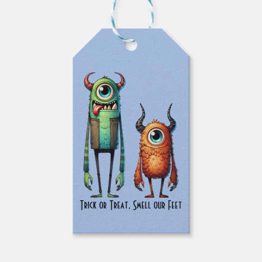 Ruik onze voeten Monster Buddies Custom Cadeaulabel (Voorkant)