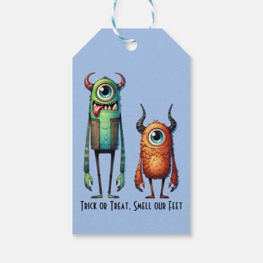Ruik onze voeten Monster Buddies Custom Cadeaulabel (Achterkant)