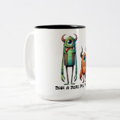 Ruik onze voeten Monster Buddies Custom Tweekleurige Koffiemok (Voorkant links)