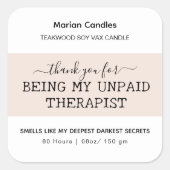 Ruikt naar grappig kaarsenetiket vierkante sticker (Voorkant)