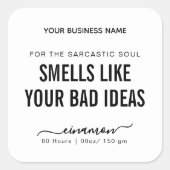 Ruikt naar grappig kaarsenetiket vierkante sticker (Voorkant)