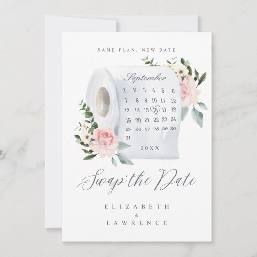 Ruil de datum roze roze papieren kalender van het save the date (Voorkant)