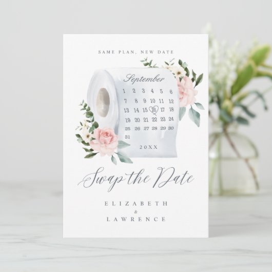 Ruil de datum roze roze papieren kalender van het save the date (Staand voorkant)