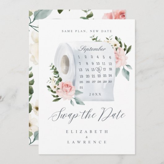 Ruil de datum roze roze papieren kalender van het  save the date (Voorkant / Achterkant)
