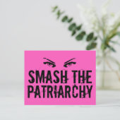 Ruim de Feminist van het Patriarchy Citaat Roze Briefkaart (Staand voorkant)