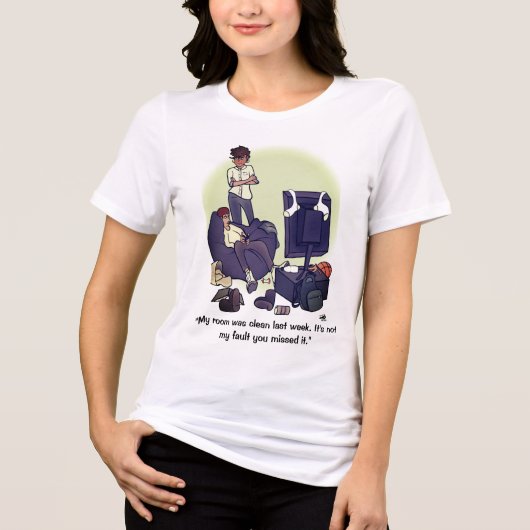 Ruim Je Kamer Vrouwen Tri-Blend Shirt (Voorkant)