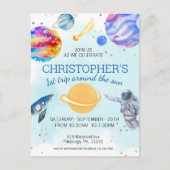 Ruim verjaardagsfeest voor astronaut jongetje briefkaart (Voorkant)