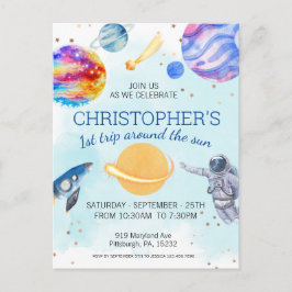 Ruim verjaardagsfeestje voor astronaut-jongen briefkaart