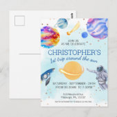 Ruim verjaardagsfeestje voor astronaut jongetje briefkaart (Voorkant / Achterkant)