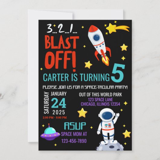 Ruimtactische feestdag kaart (Voorkant)