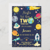 Ruimtactische jongen 2e verjaardag uitnodiging. kaart (Voorkant)