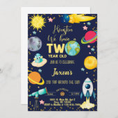 Ruimtactische jongen 2e verjaardag uitnodiging. kaart (Voorkant / Achterkant)